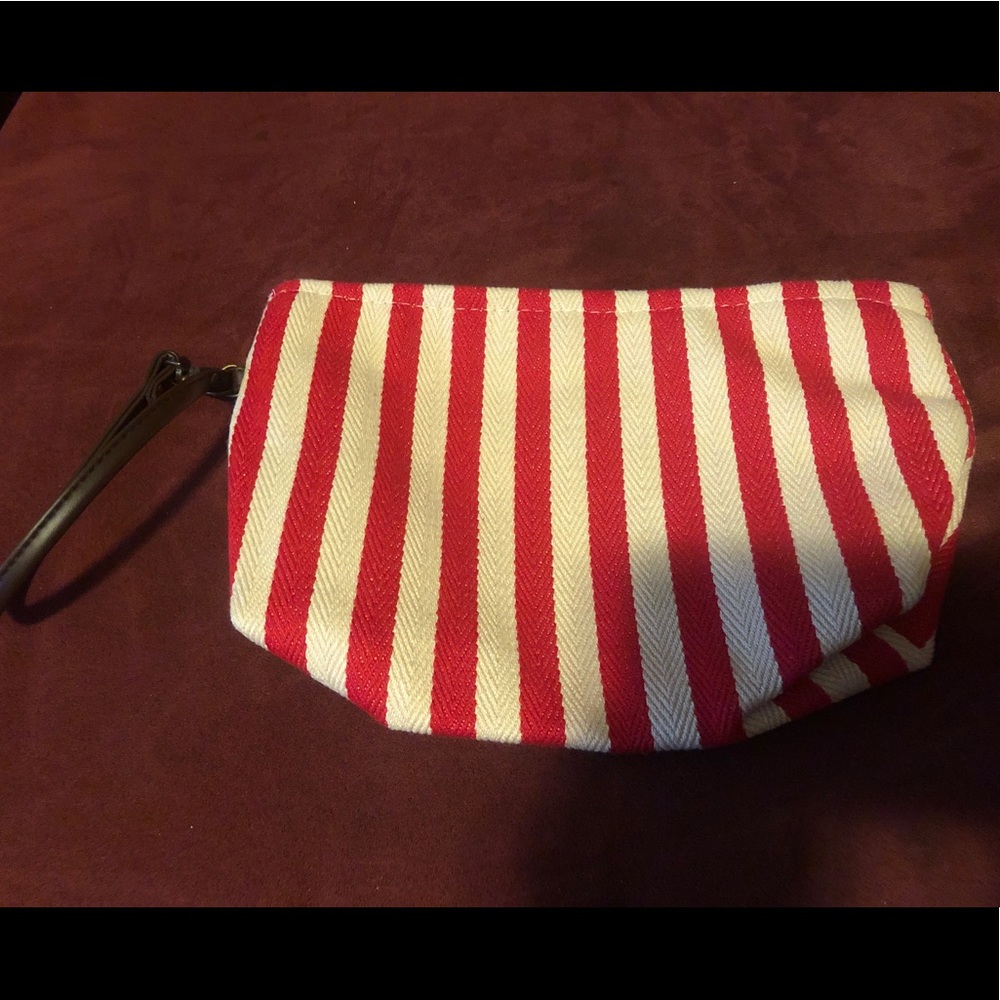 Red and white striped wristlet